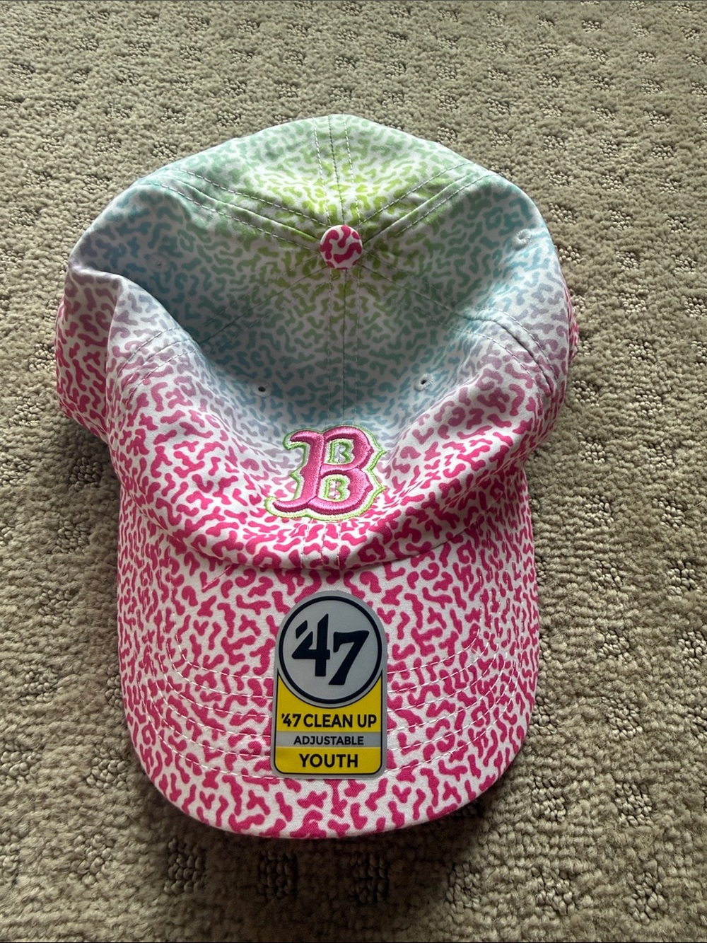 47 Youth Multicolor Pink Patterned Baseball Cap with 'B' Embroidery